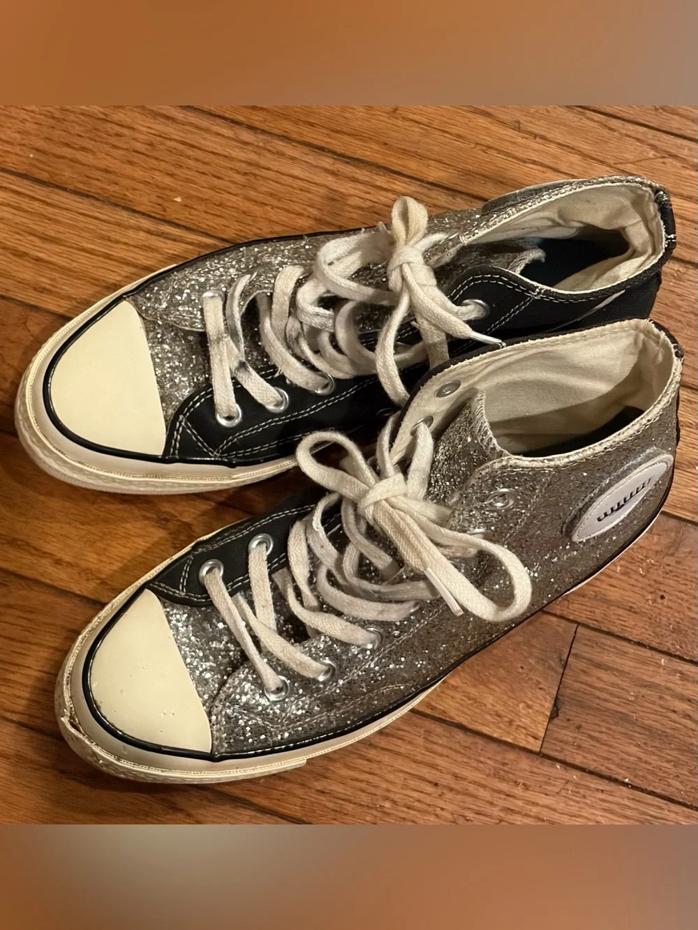 Converse x Chiara Ferragni High Silver Black Glitter Chuck Taylor Women size 8